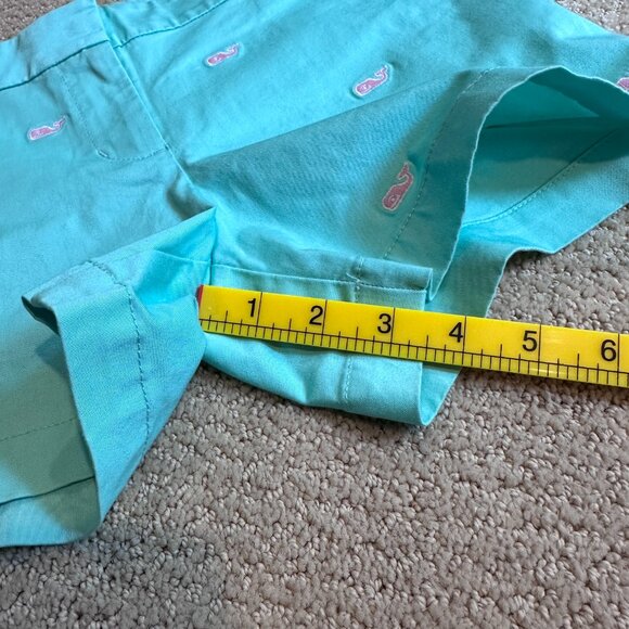 Vineyard Vines Shorts Chino Seafoam Green Pink Embroidered Whales Preppy Size 14 - Picture 10 of 11
